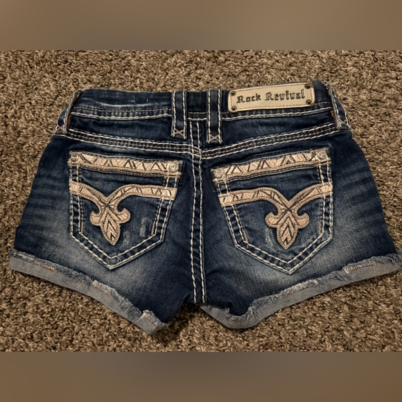 Rock Revival Dark Blue Jean Shorts - Picture 3 of 4